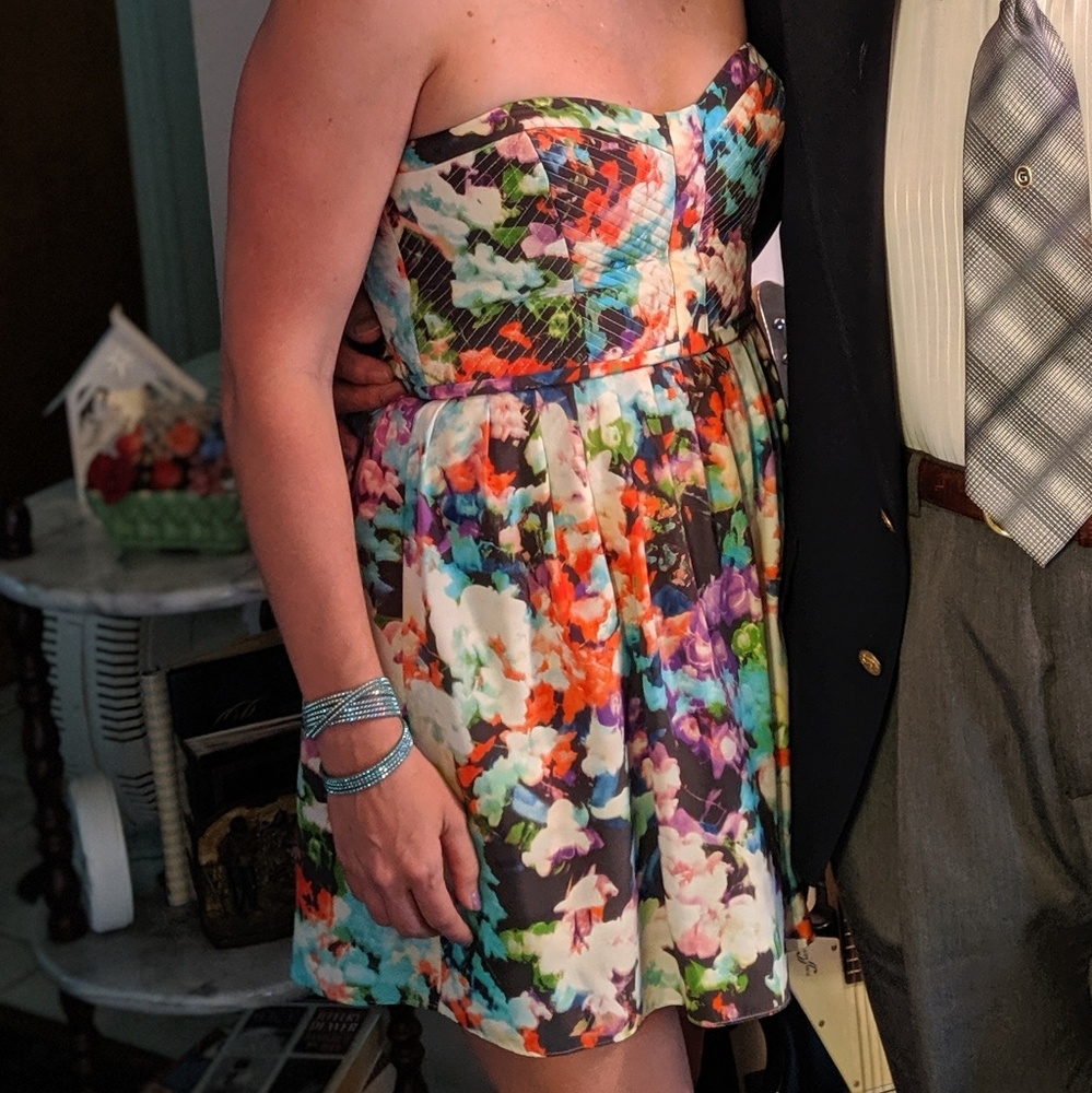 Parker Strapless Watercolor Dress Small